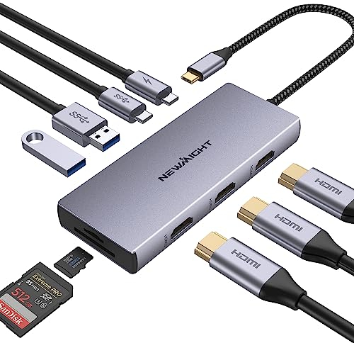 Newmight 9 in 1 USB C Docking Station - 100W PD, 2 USB A 3.0, SD/TF Card Reader, Multi-Monitor Adapter for MacBook Pro, iPhone 15/15 Pro, HP, Dell