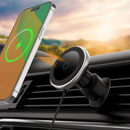 Magnet Autohalterung mit Ladefunktion 15W Handyhalterung Auto Laden Mag-Safe Ladegerät Auto Magnetische Wireless Charger KFZ Halterung