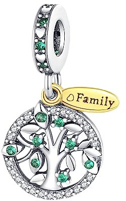 Charmes L'arbre de vie pour Bracelets - Charms de Perles ajourées en Argent Sterling 925, charmes de Coeur d'amour pour Bracelets et Colliers pour Femmes Filles