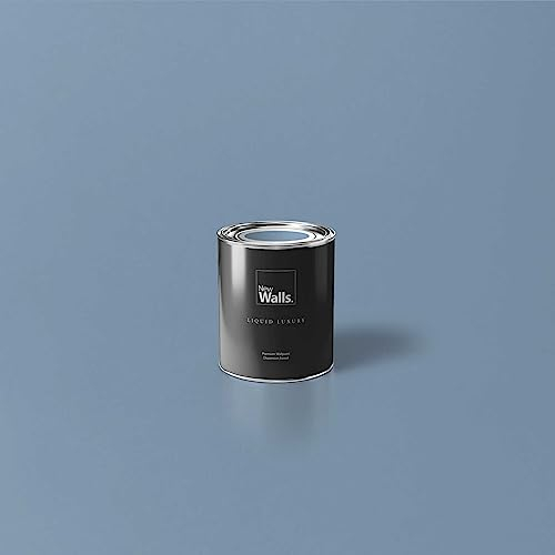 New Walls Premium Wandfarbe Blau, Babyblau Liquid Luxury Dispersionsfarbe für Innenräume – 1 L