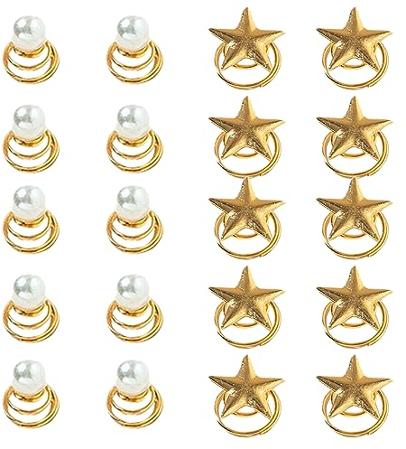 20 Stück Spirale Stern Haarnadeln Gold Metall Spule blond Haarnadeln Swirl Hair Twisters Set Haar Sideclip Make-up Friseur Bun Stick Pick Strass Spiralen für Frauen Hochzeit Braut prom (star+pearl)