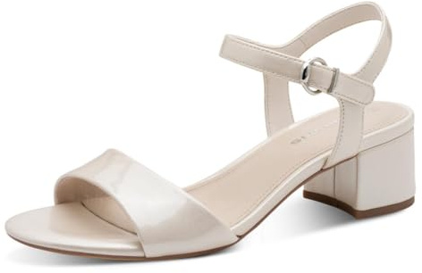 Tamaris Damen Sandalette mit Blockabsatz, beige, 42 EU