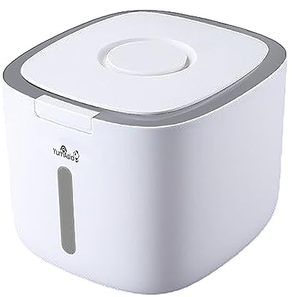 Yum Asia Contenedor de Almacenamiento de Granos (5 litros) | Blanco con Ribete Gris | Materiales Seguros | Conservación de Alimentos | Doble Sellado | Apilable