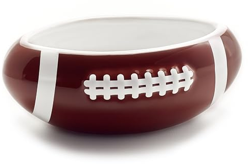 40YARDS American Football Snack Bowl/Bowl in American Football Shape (Size M, 16 cm Length) Made of Ceramic with Raised, Tactile Stitching
