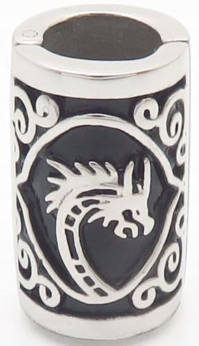 VALHALLA Drachenhaar-Perlenöffner, Bartperle aus 316L-Stahl, silberfarbener Edelstahl, groß