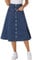 Allegra K Damen Denim Rock Dehnbar Hoher Taille Knopfleist Lang Jeansrock A-Linie Tasche Midirock Mittel Blau M