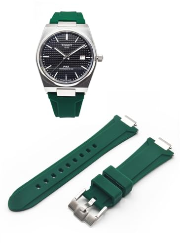 Generico PRX Armband aus Gummi ONE MORE kompatibel mit Tissot Power Matic und Quarz 40 mm 35 mm Schnellverschluss Farbe Schwarz Orange Blau Grün, grün, Cassa 40mm, Armband