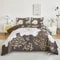 STYHO Floral Duvet Cover Brown King Size 3Pcs White Gold Blossom Flowers Bed Cover Soft Luxury Botanical Butterfly Printed Duvet Cover Sets for All Seasons(Brown, King)