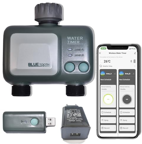 ZOYIZEN Timer di Irrigazione Intelligente con Hub Wi-Fi 2 uscite, Computer di Irrigazione da Giardino, Bluetooth, Impermeabilità IPX5, Irrigatore per Giardino