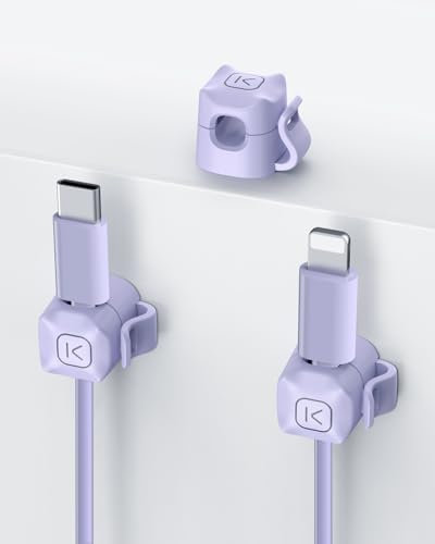 Kuulaa 3 Pack Purple Cable Clips Self Adhesive Cable Holders No-Residue Cord Management Desk Wire Organiser