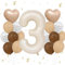 Geburtstagsdeko Mädchen 3 Jahr, VUCDXOP 3 Jahr Beige Geburtstag Deko, Luftballon 3. Geburtstag, Geburtstag deko 3 jahre Jungen, Folienzahlen Ballons, Riesen Folienballon Zahl 3 für Geburtstag Party