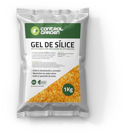 CONTROL GARDEN Gel de Sílice Naranja 1KG | Absorbedor de Humedad Reutilizable No Tóxico | Bolitas Desecantes Antihumedad Indicador de Saturación | Deshumidificador Natural