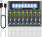 WISSBLUE Battery Charger Station, Type-C Interface, 8-Slot LCD Screen, 1.2V Ni-MH/Ni-CD, 8x AA 2800mAh Rechargeable Batteries, Fast USB-C Charging