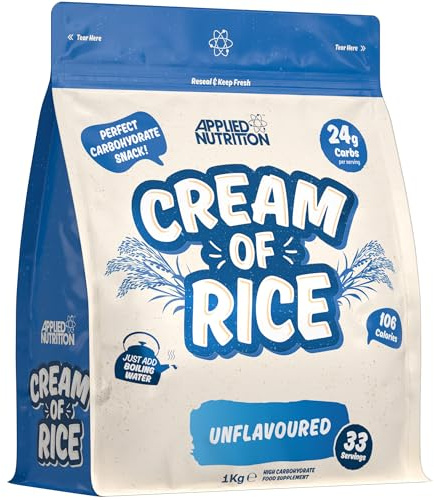 Applied Nutrition Cream of Rice - Hochwertiges Kohlenhydrat - Unflavoured | 1kg Frühstück und Snacks, leicht Verdaulich, Wenig Zucker & Fett, Vegan
