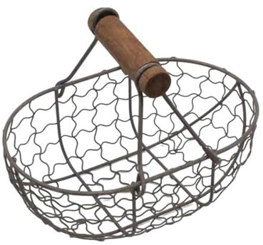 Gyrategirl Ovaler Draht Blumenkorb mit Holzgriffen Korb Picknickkorb Hängende Küche Obst Brotkorb Vintage Stil Aufbewahrungskorb Hochzeit Blumenkorb Badezimmer Einkaufskorb Geschenkkorb