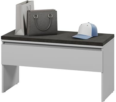 Mirjan24 Schuhschrank mit Sitzfläche Simply 1K SM03, Schuhbank mit klapptür und Sitzkissen, Sitzkommode, Schuhschrank Sitzfläche (Grau + Ontario 97)