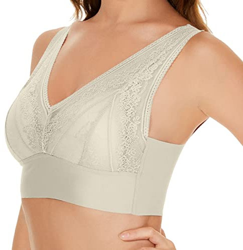 Briskorry Shock Absorber Sport BH, Damen Bustier Weiß, Bralette Dehnbar Seamless Push-Up BH Ohne Bügel Starker Halt Sport-BH Weich Luftige Tshirt BH Mode Sexy Schlaf BH Klassische Solid