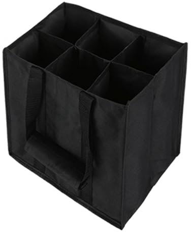 Duroecsain Sac de Transport 6 Bouteilles - Panier en Polyester 27 x 27 x 18 cm pour Bouteille de 1,5L - Rangement Eau Vin Bière - Lavable en Machine