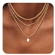 Kakonia Kette Damen – Layering Gold Halskette, 14K Goldkette mit CZ und Herz-Anhänger, Mehrreihig, Hypoallergen & Wasserfest – Verstellbarer Layering Schmuck für Frauen