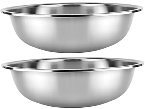 SHOWERORO 2pezzi Ciotole in Acciaio Inossidabile Da Resistenti e Antiscivolo Grande Capacità Per Lavaggio Verdure Insalata e Miscelazione in Cucina