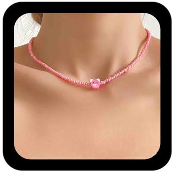 Dervivea Collana Girocollo Di Perline Boho Collana Di Perle Di Semi Rosa Collana Di Perle Spiaggia Estiva Collana Di Perle Limone Maiale Modello Di Collana Gioielli Per Le Donne
