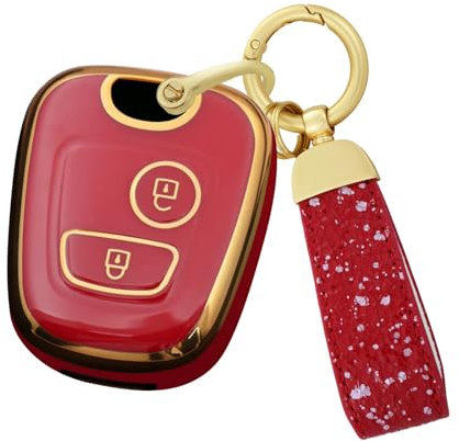 Ysbxitu Coque de clé de voiture compatible avec 107 206 307 406 Citroën C1 C2 C3 Berlingo Coque de protection en TPU pour clé télécommande Idée cadeau Accessoire de voiture, rouge, Rot