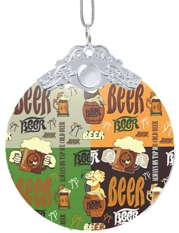 YQTGBCED Beer Print Clear Glass Pendant For Creative Decoration,Stylish Minimalist Christmas Glass Pendant