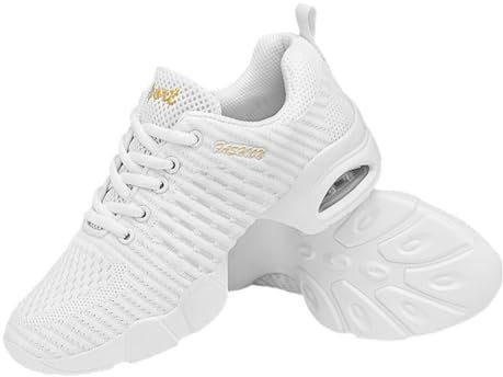 Hixingo Jazzschuhe Damen Cheerleader Schuhe Lace Up Tanzsneaker Damen, Transpirable Dance Schuhe Zumba Schuhe Damen für Yoga Fitness Gymnastik Training Schuhe 35-44
