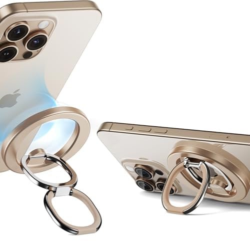 ESR Handy Ring Halterung Magnetisch für MagSafe, Verstellbarer Ständer Handy Griff Fingerhalter für iPhone 16/16e/15/14/13/12/Samsung/Android, alle Smartphones(2 Metallringe enthalten), Wüstentitan