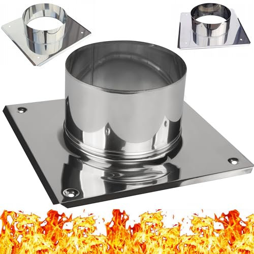 Edelstahl Basis für den Feuerwehr Schornsteinaufsatz Grundplatte Feuerwehr-Schornsteinkappe Kaminaufsatz Kaminhaube Schornstein Kaminplatte Schornsteinplatte Ø 150 mm