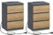 VASAGLE Kailyn Collection - Nachttisch mit Steckdosenleiste, 2er Set, Beistelltisch, 3 Schubladen, 2 AC-Steckdosen, 2 USB-A-Anschlüsse, modern, schiefergrau-naturbraun LET831G01