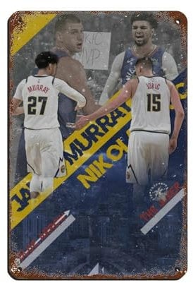 HRJHE Nikola Jokic-Poster, Basketball-Poster, Blechschild, Vintage, Metall, Pub, Club, Café, Bar, Zuhause, Wandkunst, Dekoration, Poster, Retro, 20 x 30 cm