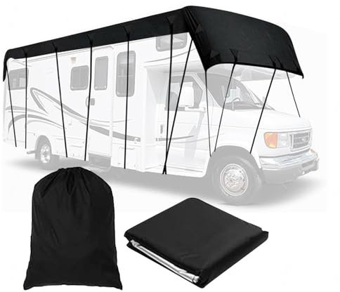 Wohnwagen Wohnmobil Schutzdach Dachschutzplane Abdeckung Schutzhülle 210D Wasserdicht, Staubdicht Und Sonnengeschützt Abdeckplane Wohnwagen Wohnwagen Abdeckung Winter 7.5m×3m