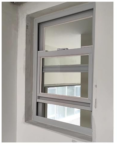 Weißes, bündiges Schuppenfenster mit gehärtetem Glas und Sichtfenster, Scheunen/Spielhäuser/Hühnerstall, Aluminium-Belüftung, vertikales Schiebefenster, 25,4 cm, 30,5 cm, 38,1 cm, 40,6 cm, 45,7 cm,