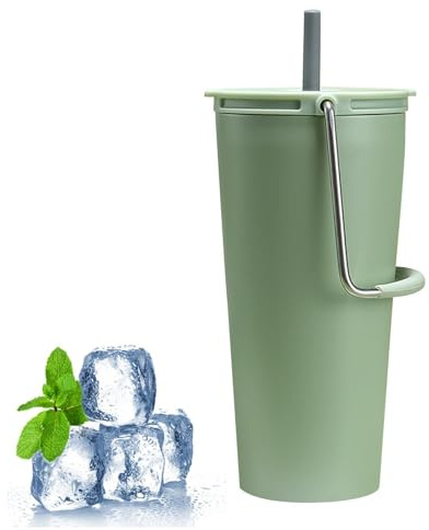 Bottiglia di acqua con cannuccia isolata, di caffè isolata - Bottiglia di acqua termale,Bottiglia termica sigillata sottovuoto a doppia parete in acciaio inossidabile da 600 ml con coperchio a