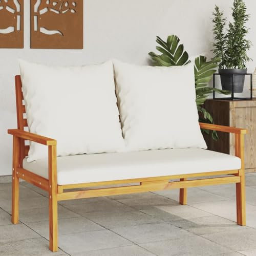 Homgoday Gartensofa 120 cm mit Kissen Massivholz Akazie Gartenlounge, Lounge Sofa, Balkon Lounge Balkonmöbel Gartenmöbel Loungemöbel