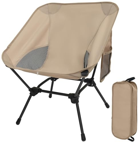 Omtofo Campingstuhl Faltbar, Ultraleicht Kleiner Faltstuhl, Verstellbare Höhe, Mit Seitentaschen, Campingstuhl Kleines Packmaß Für Picknick Angeln Garten Wandern Sport Outdoor Rucksackreisen