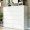 Home Collective Kommode mit 10 Schubladen Holz Schrank Kommode mit Schubladen Sideboard Highboard Anrichte Schlafzimmer Wohnzimmer Flur Büro Organizer | 158x40x120 cm Weiß