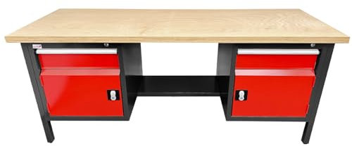 PAULIMOT Werkbank 2.000 x 700 x 840 mm mit zwei Schubladen und zwei Türen