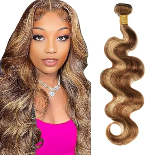 Zeslaerr P427 Highlight Brown Color Echthaar Perücke Bundles Human Hair Extensions Unprocessed Virgin Menschliches Haar Body Wave Bundles Minimal Shedding For Women 26 Inch
