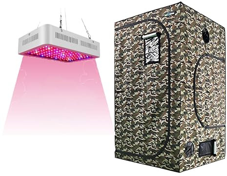 SunStream 4x4FT Indoor Grow Tent Kit with 1000w LED Grow Light, Black Hydroponic Growing Room 120x120x200cm Oxford Lightproof Grow Tent (Camouflage, 120X120X200cm)