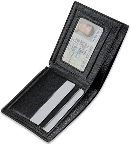 LUFFLOK Portefeuille Slim en Cuir PU, Portefeuille et Porte-Cartes Noir pour Homme et Femmes, Porte-Monnaie Classique Rangement pour Pièces, Carte de Crédit, Billets (Noir)