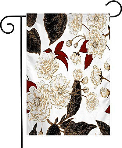 Bandera Dibujo Abstracto De Diseño Oriental De Verano Con Flower De Ciruelo Chinas, Textiles, Patrón Rojo Divertido Banderas Decorativas, Para Boda, Festival, 30x45cm