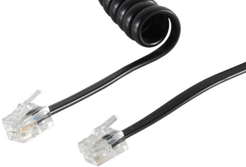 1aTTack.de 1x 4m - Telefonkabel RJ10 (auch RJ9, RJ22 genannt) Stecker Hörer Spiralkabel Telefonhörerkabel Telefonstecker RJ10 Kabel Festnetztelefon Telefonhörer Telefon Kabel schwarz