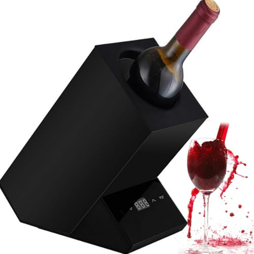 Électrique Refroidisseur à vin, vin rouge/blanc, champagne, armoire de refroidissement rapide, bar de cuisine, refroidisseur à vin, 210 x 135 x 240 mm, pour bière, eau, lait, vin, boisson,Black