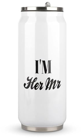 Yelolyio I'm Her Mr Cups Motivational Quote Stainless Steel Tumbler Travel Coffee Mug Stainless Steel Cup with Lid and Straw for Men Women Birthday Gift