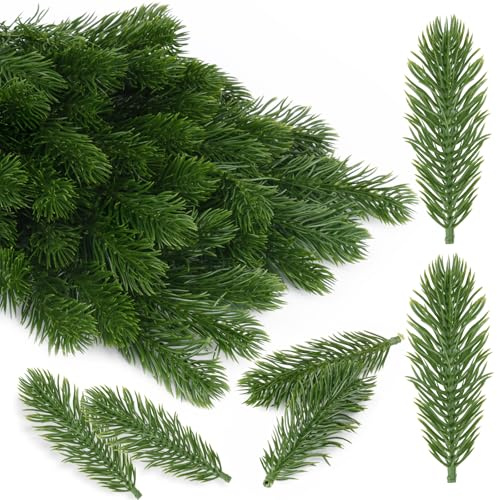 60 Stück Künstliche Tannenzweige wie echt,Tannenzweige Künstlich Deko,10cm Künstliche Kiefernzweige,Kunst Tannenzweige,Weihnachtszweige,Tannengrün Künstliche Zweige für Weihnachtsdeko,Kranz,Basteln