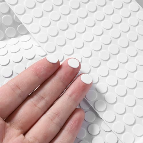 735 Stück Schaumstoff Gleiter, Möbelstopper 1cm Schaumstoff Gummifüße Selbstklebend Filzblatt Runde Rutschhemmer Filztüren Schaumfilzgleiter für Möbelfüße Stuhlbeine Sofas Weiß