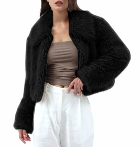 Pdakieyxnd Felljacke Damen Kurz Kunstpelz Mantel Kunstfell Jacke Karneval Cardigan Kunstfellmantel Fellimitat Kunstfelljacke Trendy Jacket Faux Pelzjacke Fasching Webpelzjacke Pelz Fur