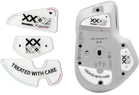 Glass Smooth Mouse Feet Skates for Logitech MX Master 4, 2.5D Rounded Curved Edges Replacement Feet Pads Super Smooth Glide Pad for Precise Control for MX Master 4 Wireless Mouse (white)